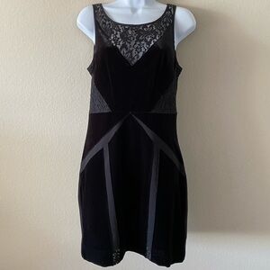 Black Lace and Velvet Panel Dress